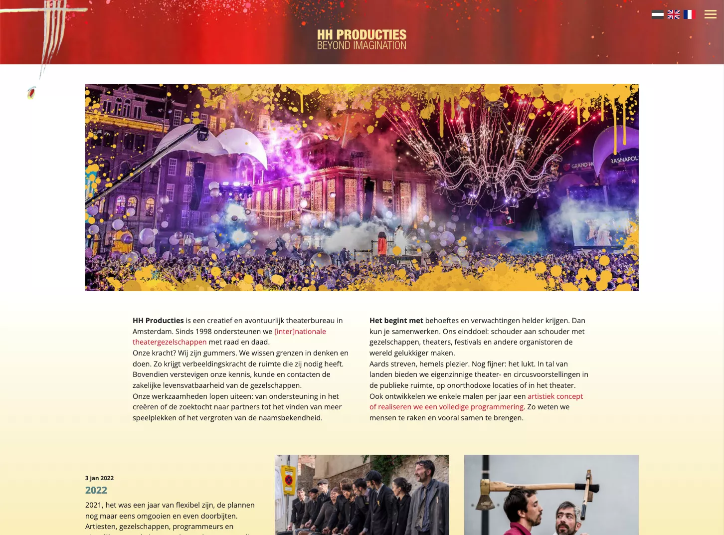 HH Producties website 2021